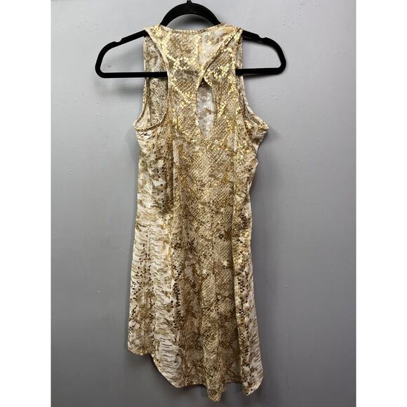 Solitaire Swim Sheer Cover-up‎ Dress Womens Small Snake Animal Print Gold - Picture 2 of 7